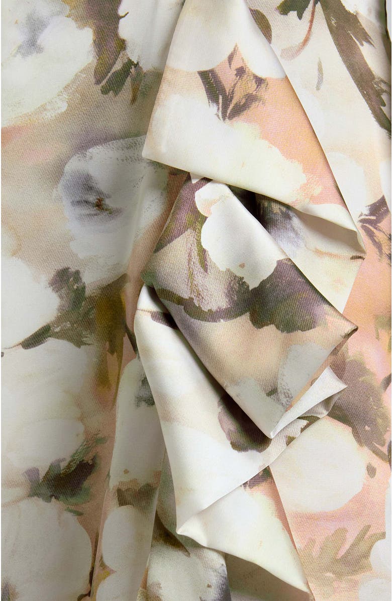 Santorelli Malia Long Sleeve Dress in Floral Georgette, Alternate, color, Peach Whip