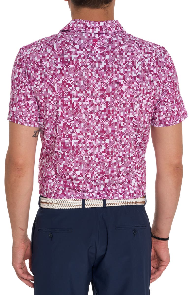 Robert Graham Wooderson Geo Print Performance Golf Polo, Alternate, color, Pink