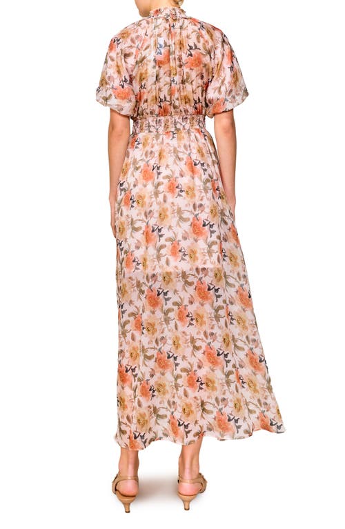 Melloday Floral Organza Maxi Dress In Ivory/orange Floral