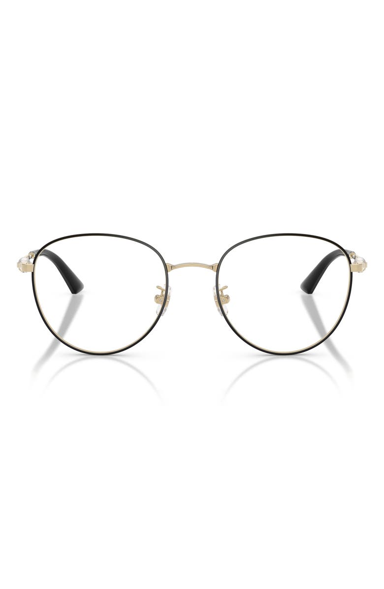 Jimmy Choo 54mm Round Optical Glasses, Main, color, Pale Gold/ Black / Demo Lens