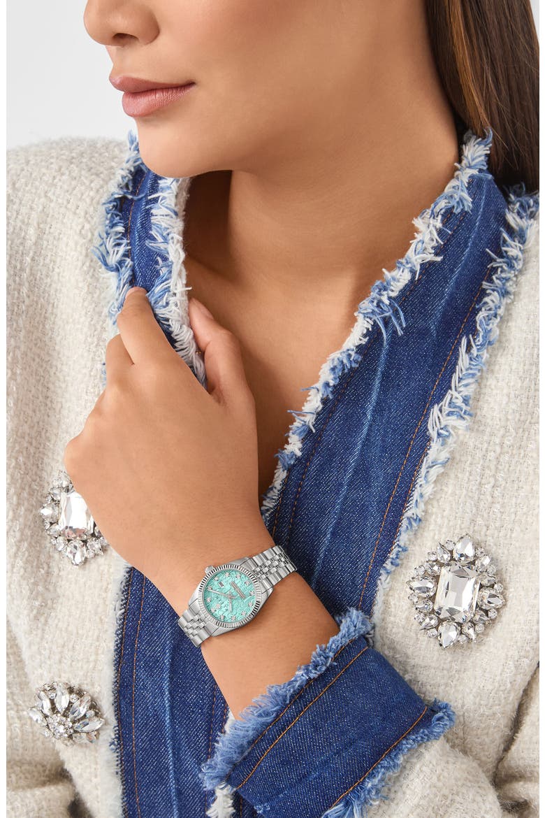 Date Superlative Crystal Bracelet Watch, 38mm, Alternate, color, STAINLESS STEEL