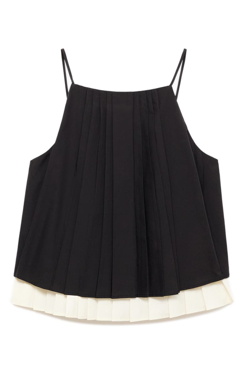 MANGO Pleat Hem Camisole, Alternate, color, Black