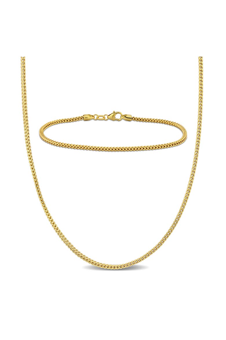 Men's 2-Piece Set Franco Link Chain Necklace & Bracelet, Main, color, Yellow Gold