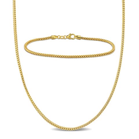 Men's 2-Piece Set Franco Link Chain Necklace & Bracelet