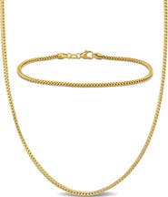 Julianna B. 2-Piece Set Franco Link Necklace & Anklet 10k