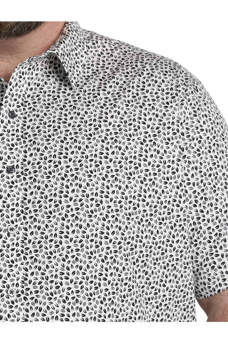 Big & Tall Geometric Print Sport Shirt, Alternate, color, BLACK WHITE