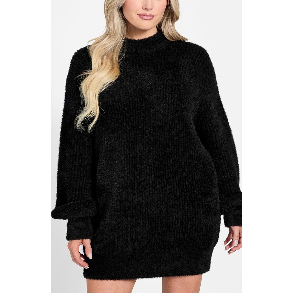 Guess Torri Mock Neck Tunic Sweater In Black