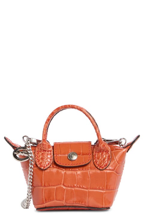 Le Pilage Cuir Croc Embossed Leather Nano Crossbody Bag