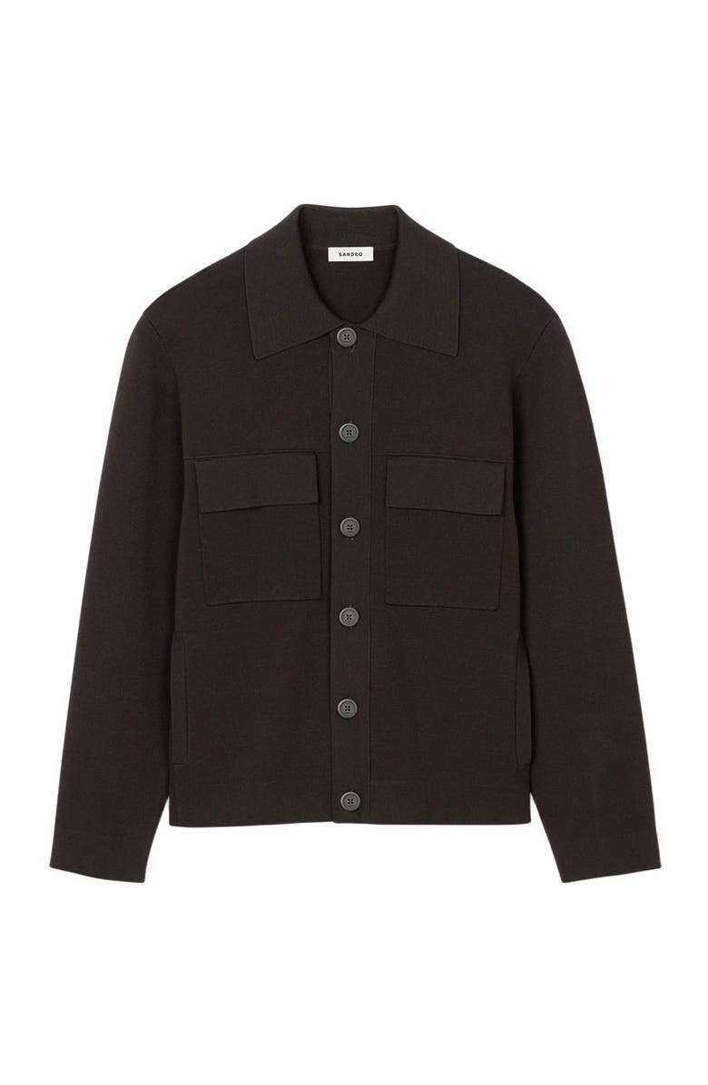 SANDRO Knit jacket, Alternate, color, Chocolate