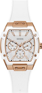 GUESS Phoenix Tonneau Multifunction Silicone Strap Watch, 44mm x 51mm