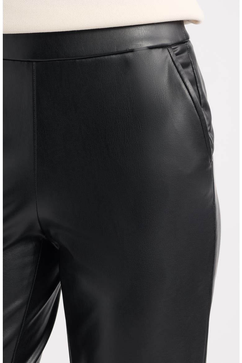 Pull On Faux Leather Straight Leg Pants, Alternate, color, ANNE BLACK