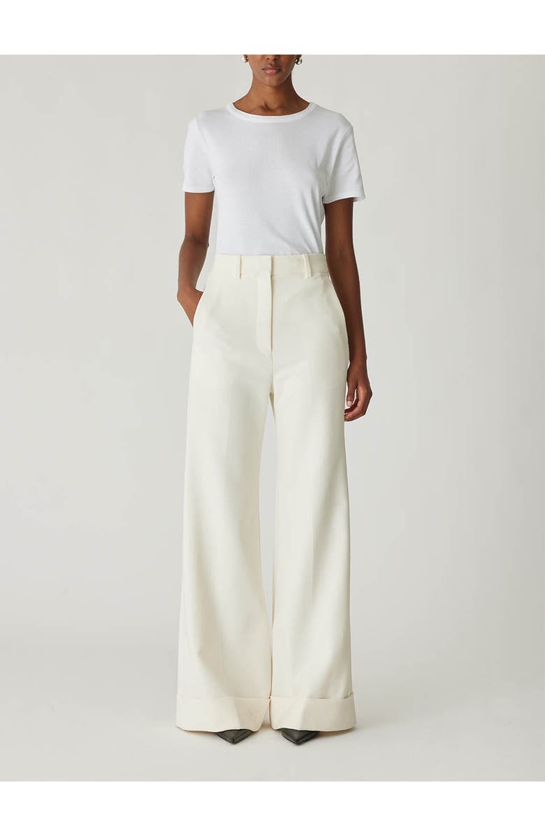 Rebecca Taylor Refined Suiting Wide Leg Trouser, Main, color, Cream