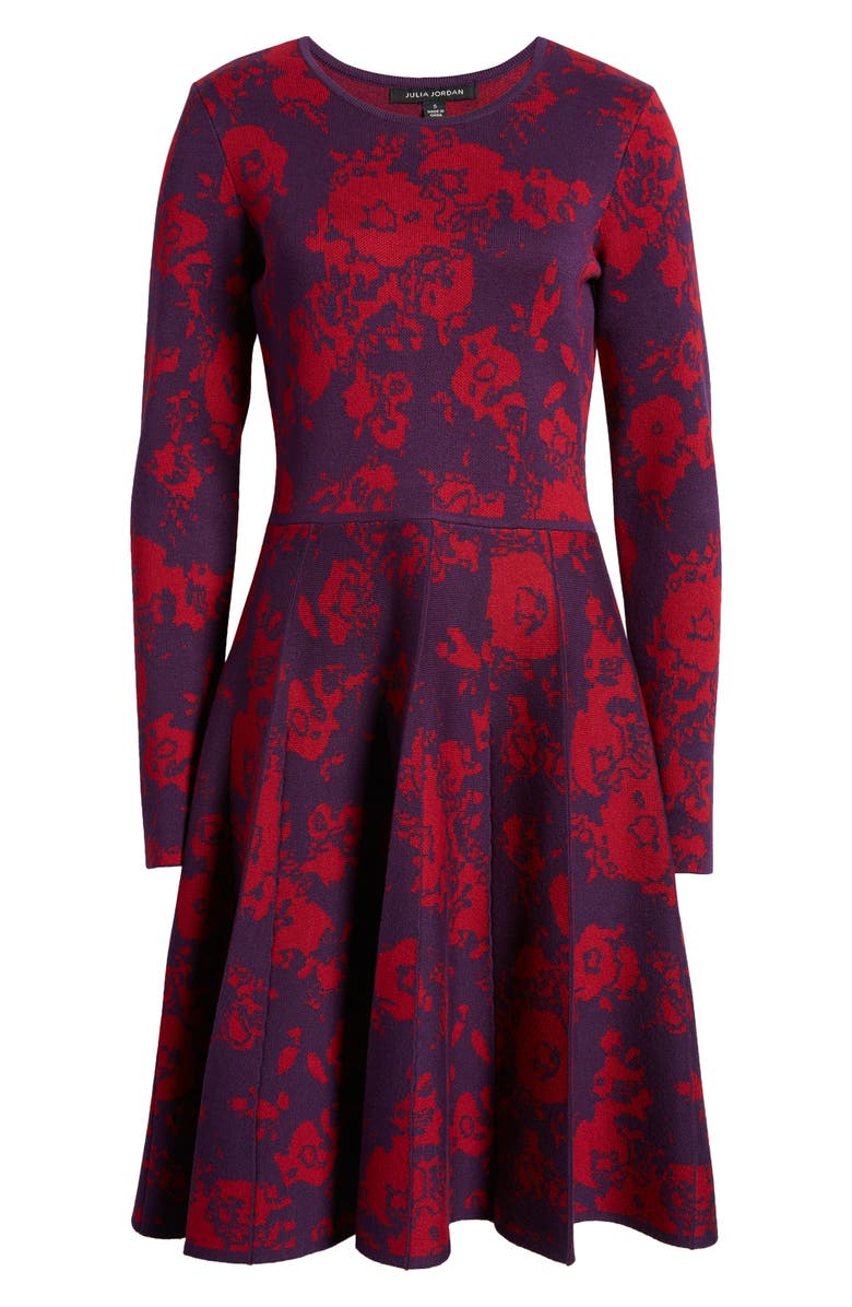 Julia Jordan Floral Long Sleeve Sweater Dress, Alternate, color,