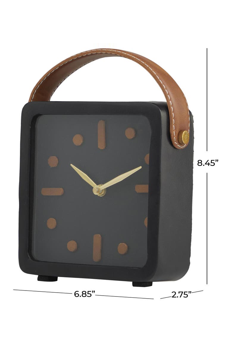 Modern Black Metal Clock, Alternate, color, BLACK