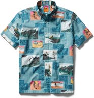 Reyn Spooner The Endless Summer 60th Commemorative Short Sleeve Cotton Blend Button-Down Shirt