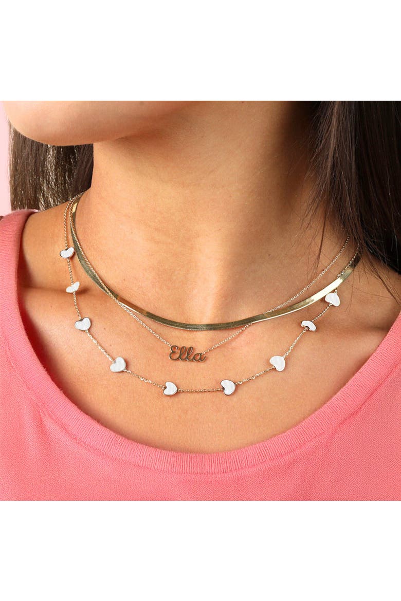 Mother of Pearl Heart Station Necklace, Alternate, color, Mother of Pearl