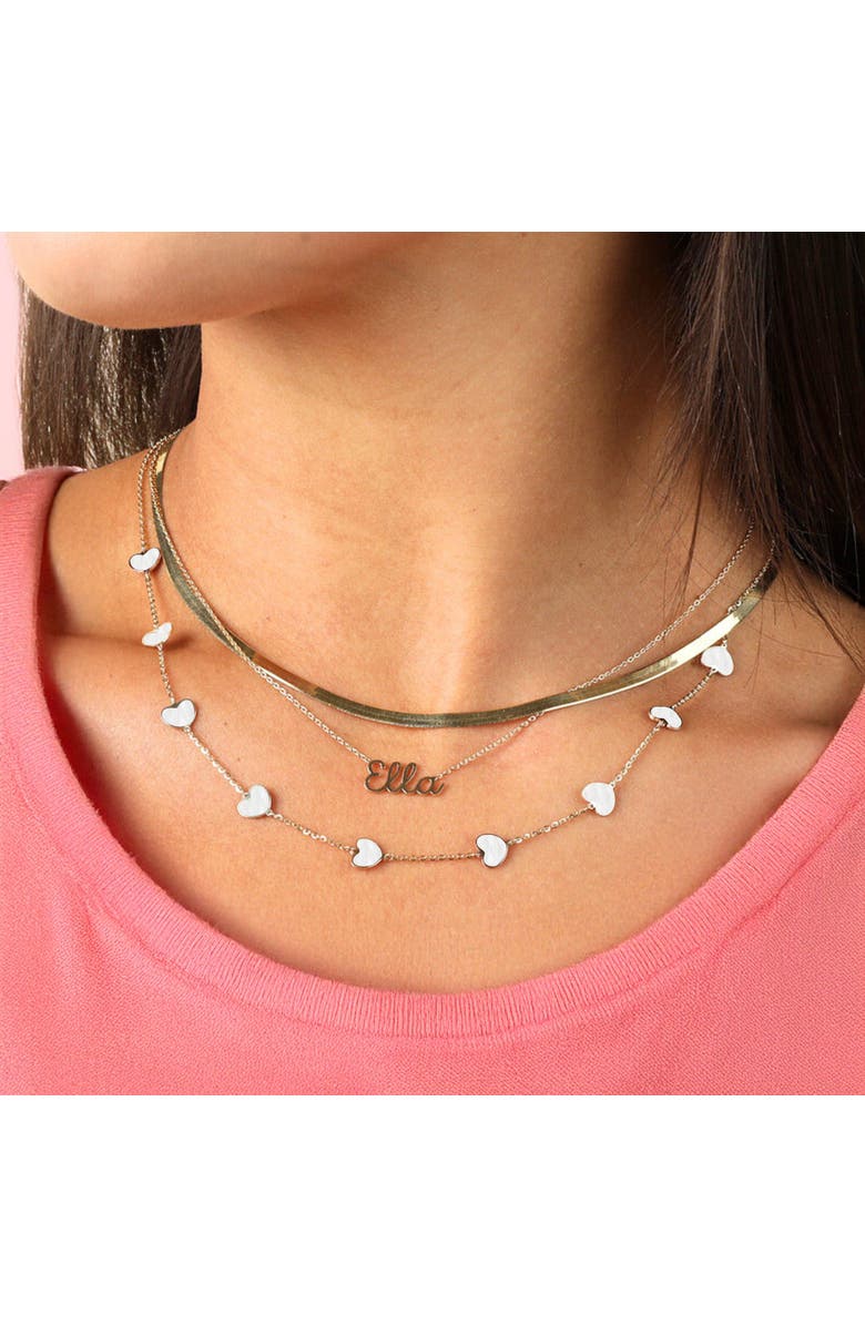 The Lovery Fine Jewelry Mother of Pearl Heart Station Necklace, Alternate, color, Mother Of Pearl