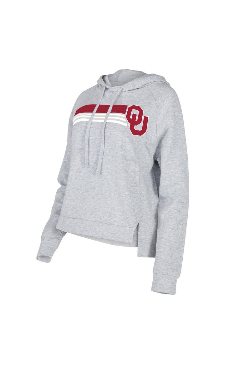 Women's Concepts Sport Gray Oklahoma Sooners Cedar Tri-Blend Raglan Pullover Hoodie, Main, color, Gray