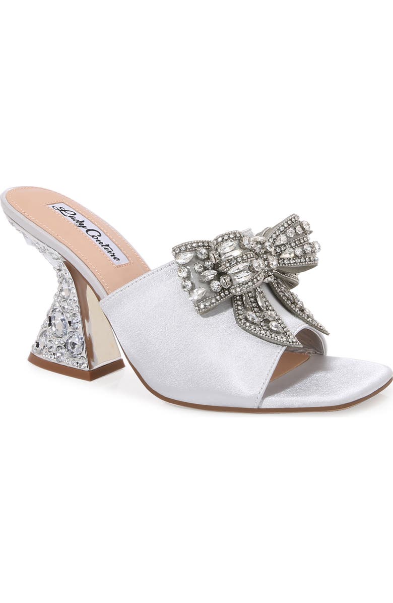 LADY COUTURE Spark Crystal Bow Mule, Main, color, Silver