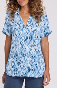 NYDJ Becky Split Neck Woven Top