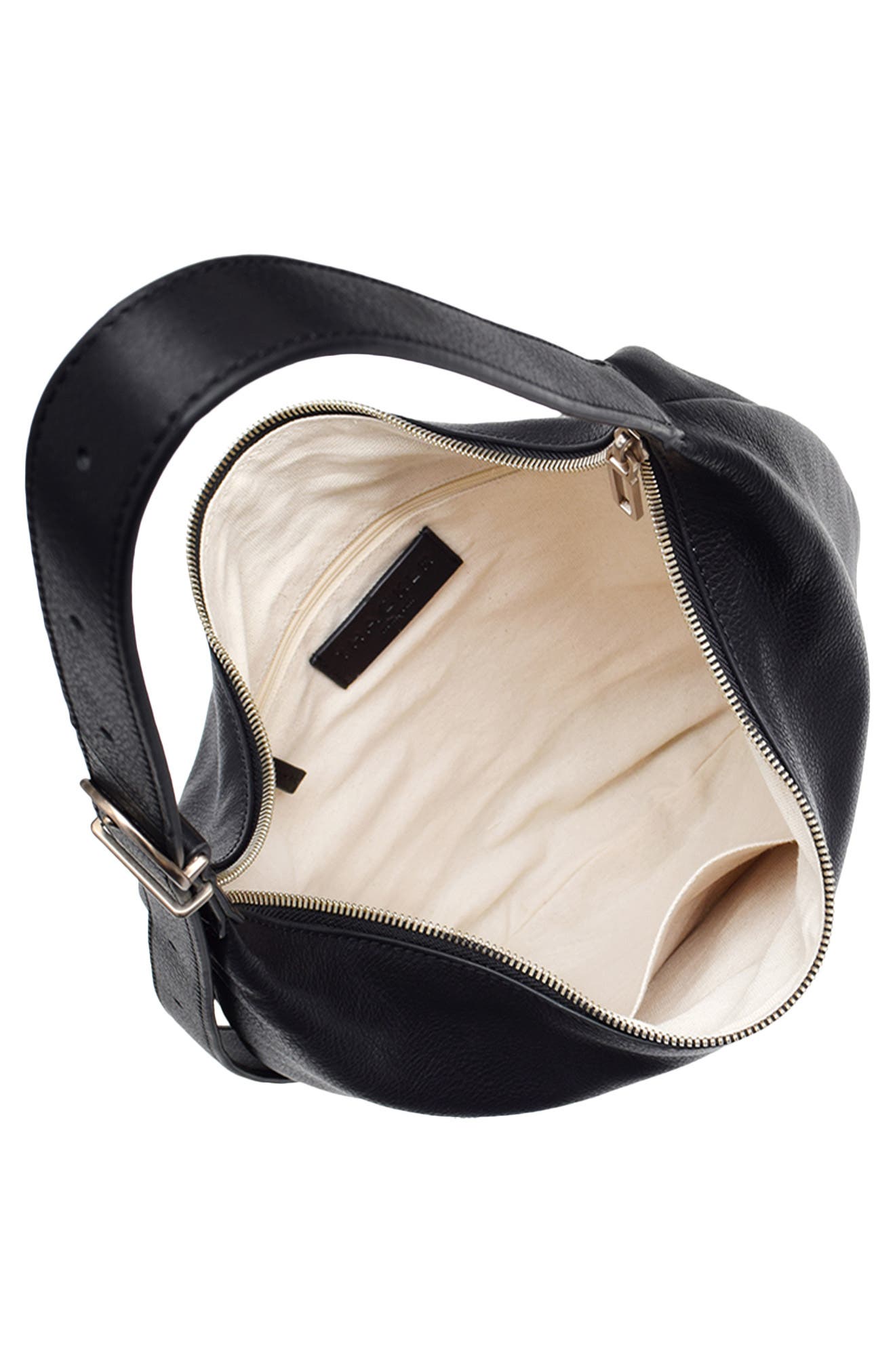 Wyatt Leather Hobo, Alternate, color, BLACK