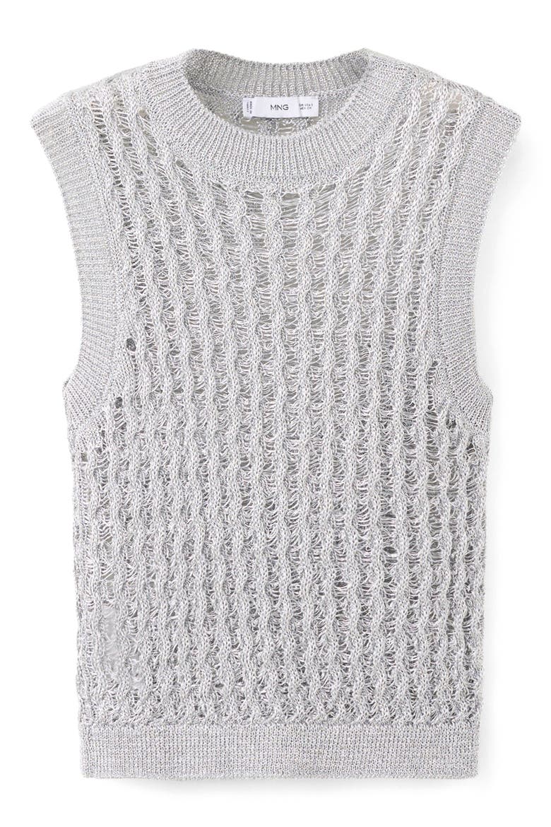 Open Stitch Knit Sweater Vest, Alternate, color, GREY