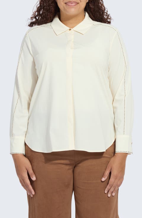 Rackel Embellished Button-Up Shirt (Plus)