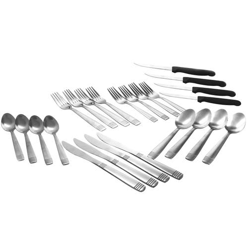 Gibson Palmore Plus 24 Piece Stainless Steel Flatware Set With 4 Steak Knives In Silver
