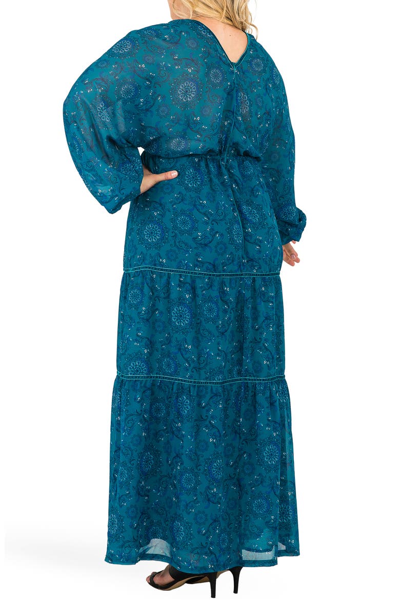 Maxine Floral Print Maxi Dress, Alternate, color, TEAL