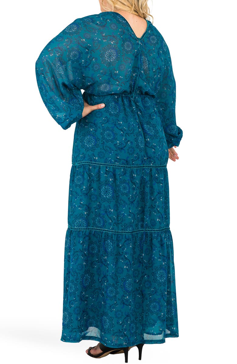 Standards & Practices Maxine Floral Print Maxi Dress, Alternate, color, Teal