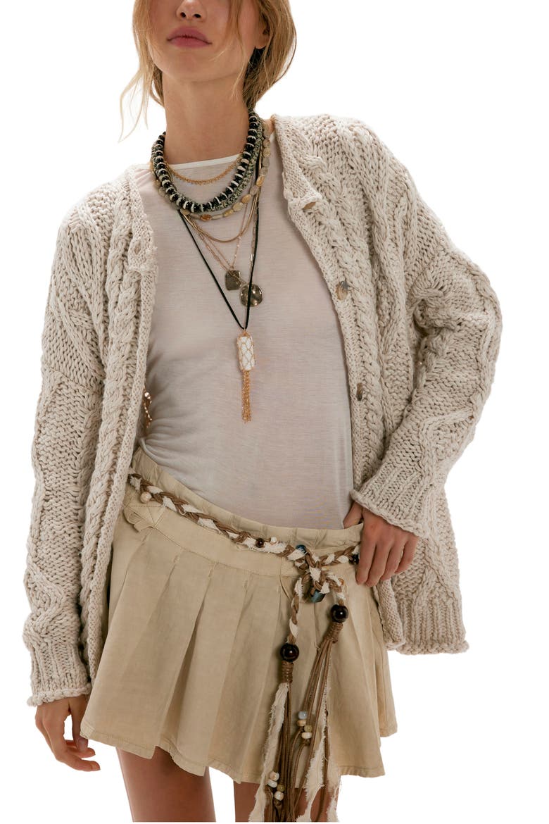 Opal Cable Knit Cardigan, Main, color, TEA