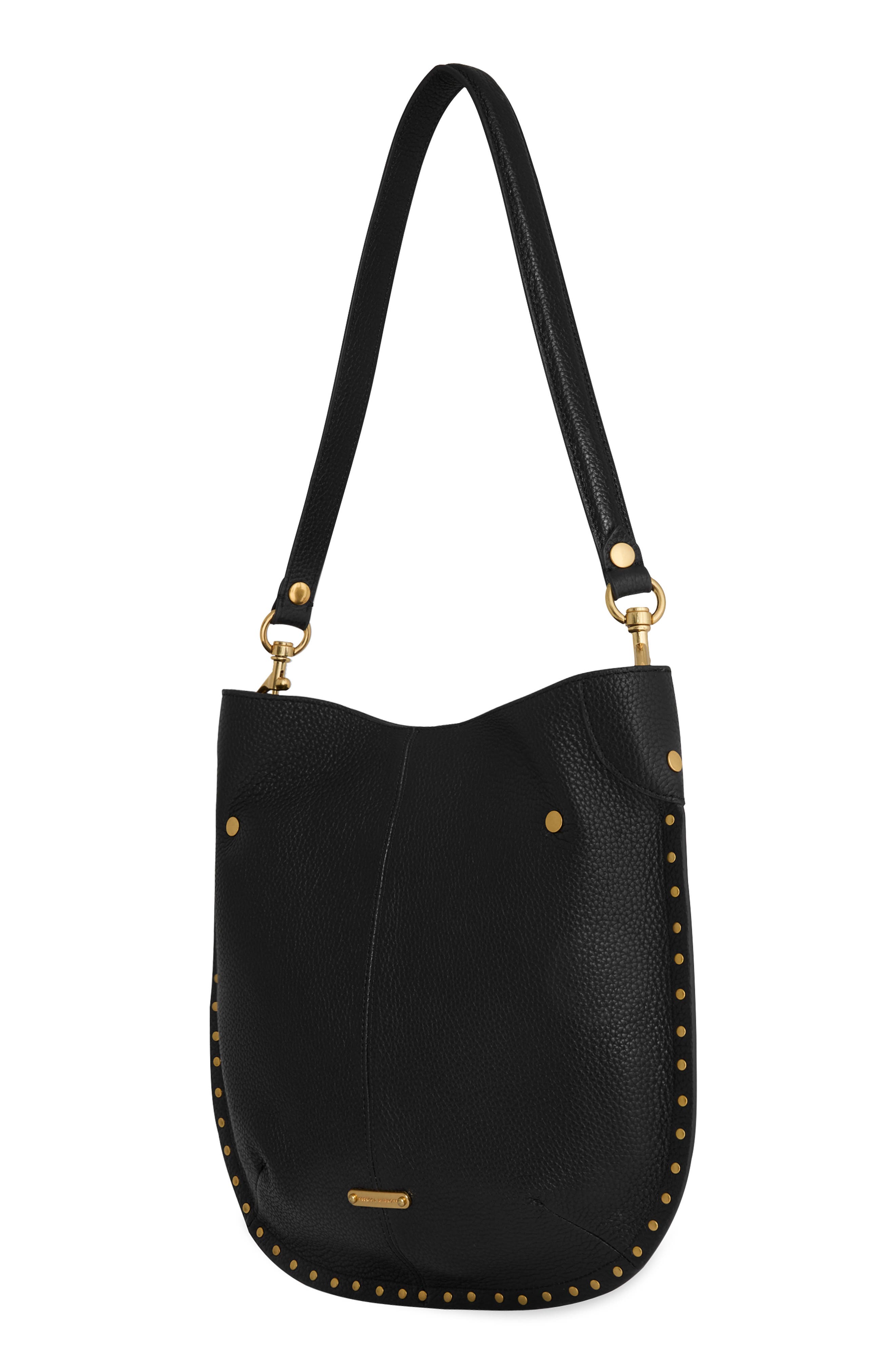 Darren Slim Leather Shoulder Bag, Alternate, color, BLACK