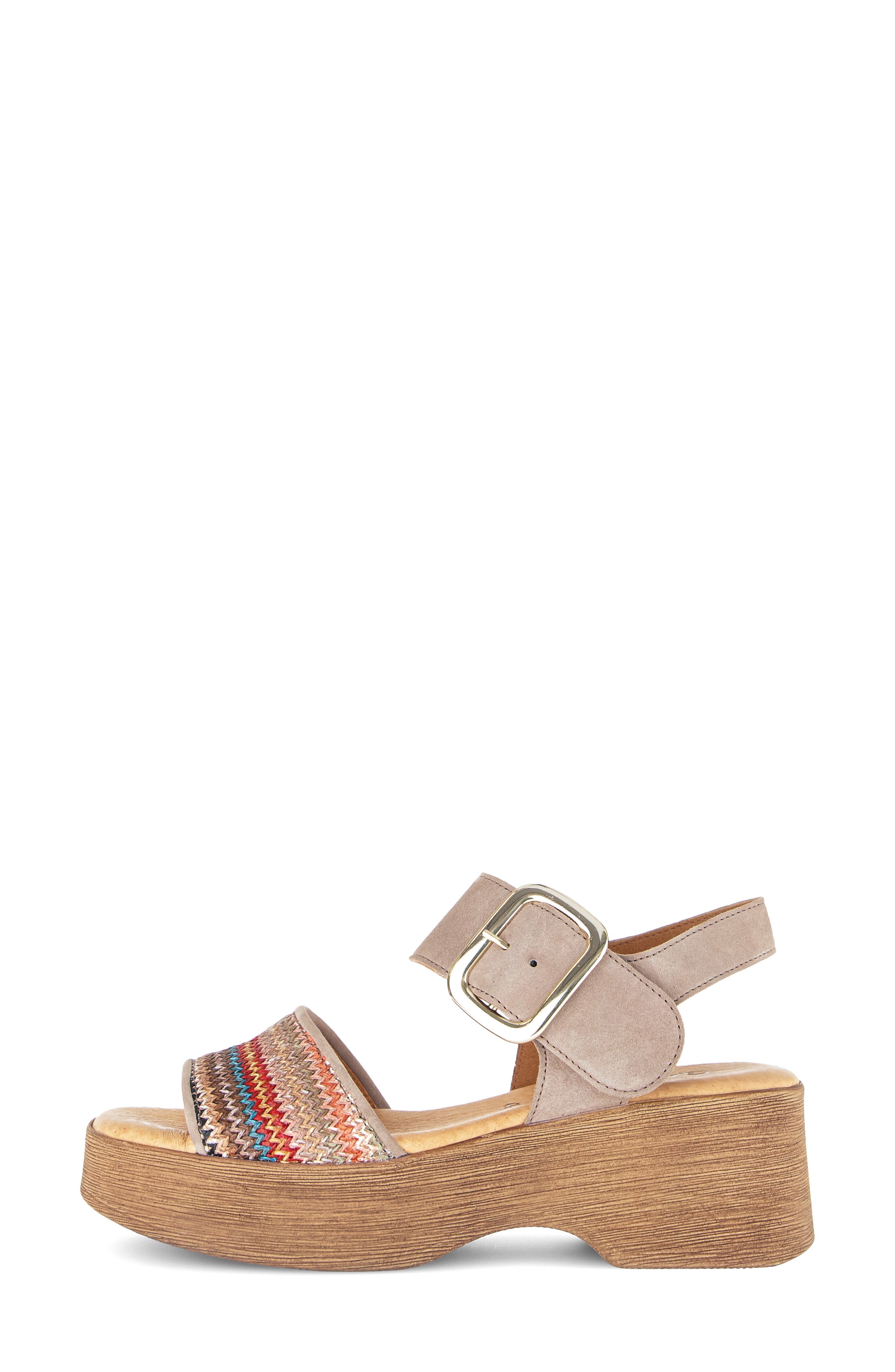 Gabor Ankle Strap Platform Sandal, Alternate, color, Taupe Multi Color