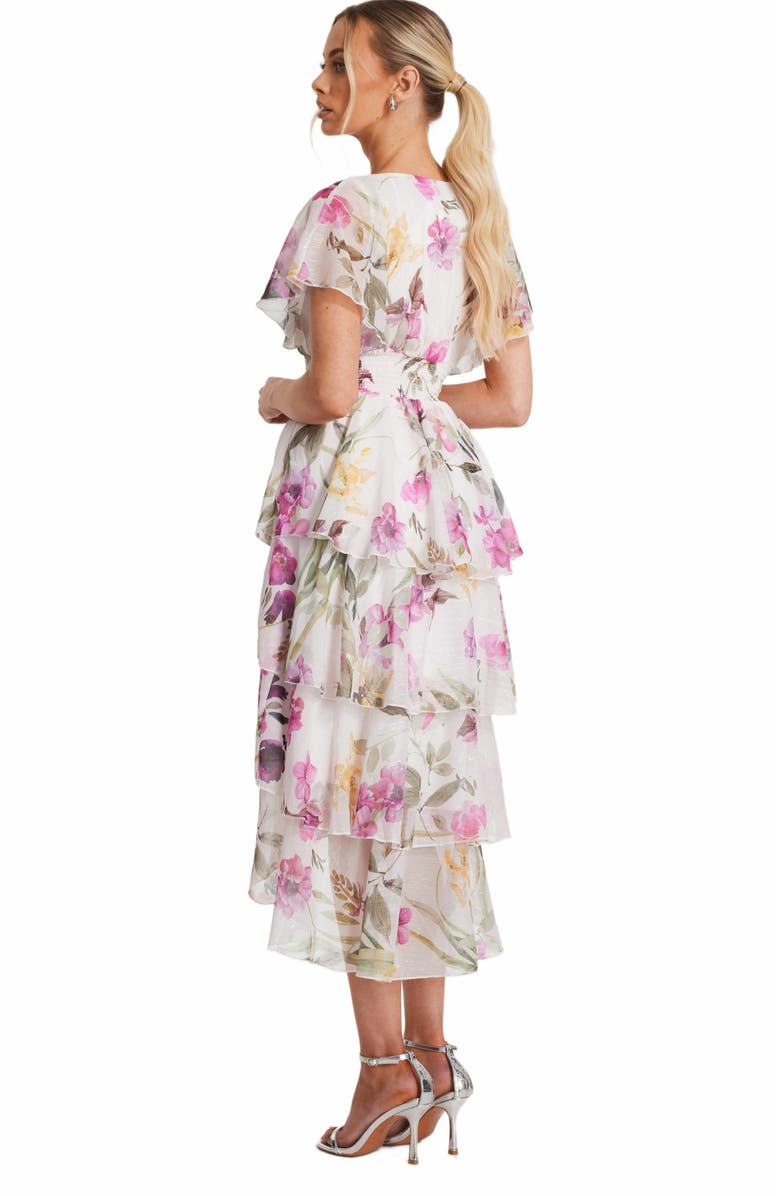 QUIZ Floral Chiffon Tiered Maxi Dress, Alternate, color, 
