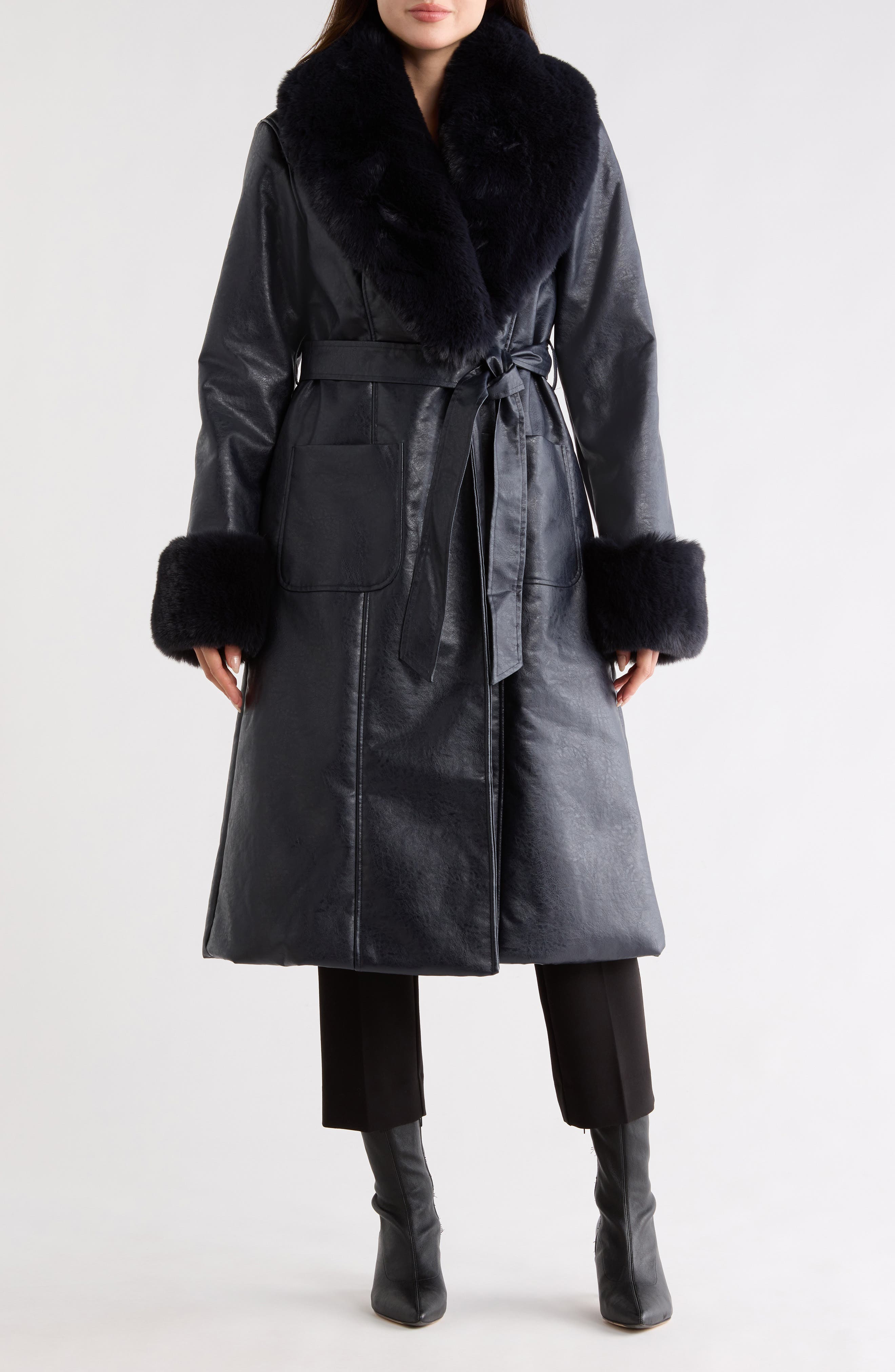Hutch Stevie Faux Fur & Faux Leather Coat