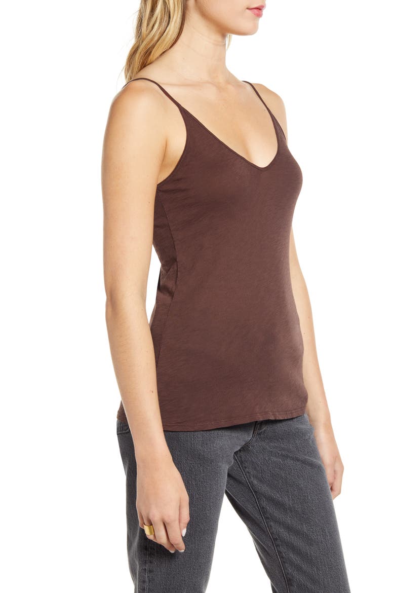 V-Neck Slub Camisole, Alternate, color, ESPRESSO