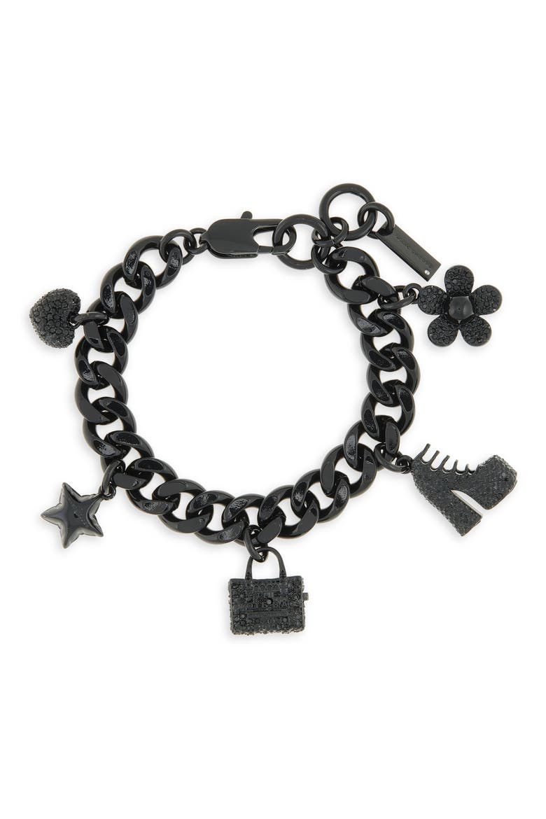Mini Icon Pavé Charm Bracelet, Main, color, BLACK/ CRYSTAL