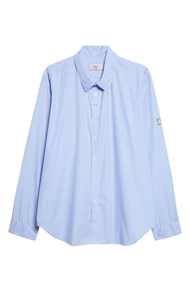 Martine Rose Classic Logo Stripe Button-Up Shirt, Main, color, Blue White Stripe