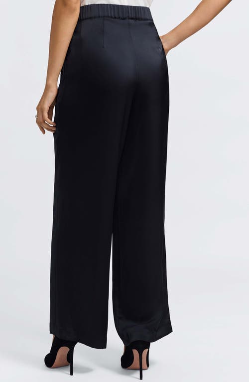 Foxcroft Hostess Satin Pull-on Pants In Blue