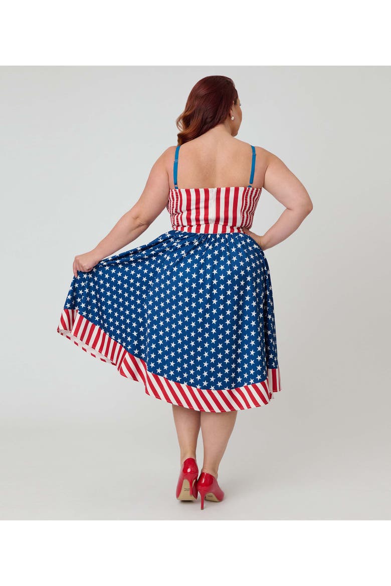 Plus Size 1960s Rye Swing Skirt, Alternate, color, Blue w/ Star Print