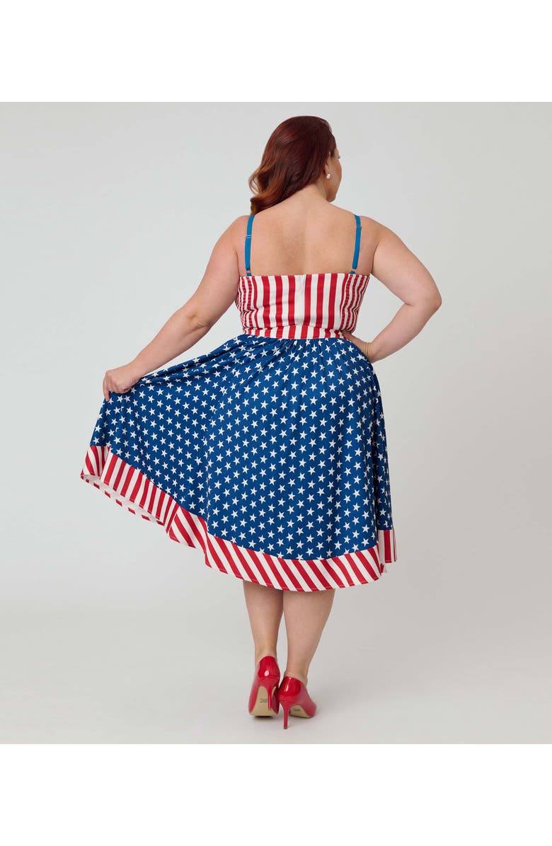 Unique Vintage Plus Size 1960s Rye Swing Skirt, Alternate, color, Blue W/ Star Print