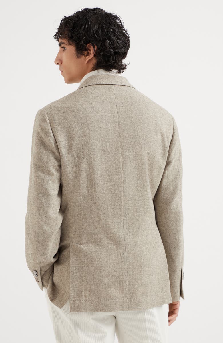 Brunello Cucinelli Yak deconstructed blazer with large peak lapels and metal buttons, Alternate, color, 