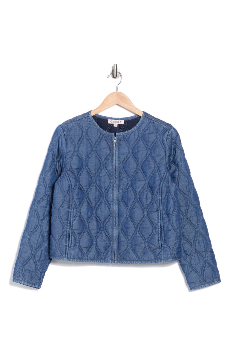 Full Zip Quilted Chambray Jacket, Alternate, color, MEDIUM WASH/ SCROLL