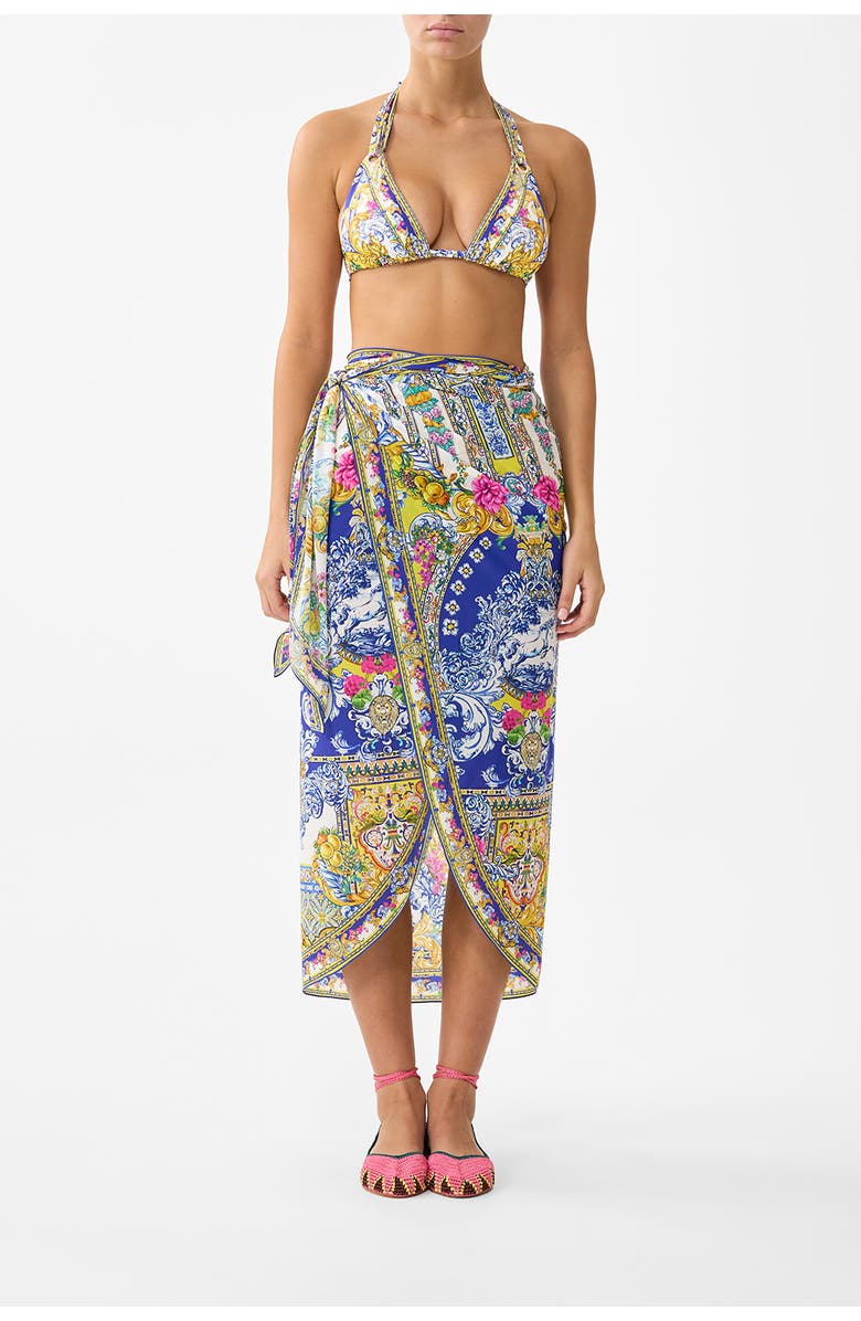 Camilla Eyelet Wrap Long Sarong W Tie Waist, Main, color, España Nirvana