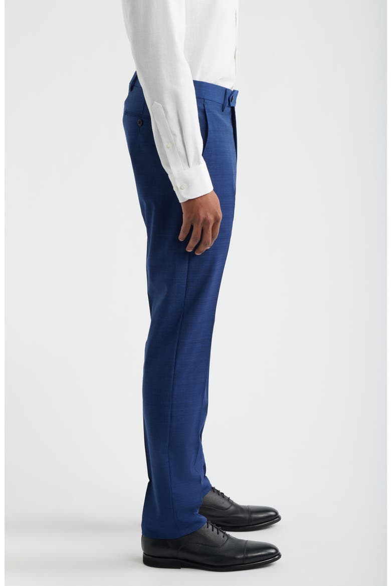 Noah Navy Glen Check Flat Front Wool & Cotton Dress Pants, Alternate, color, NAVY