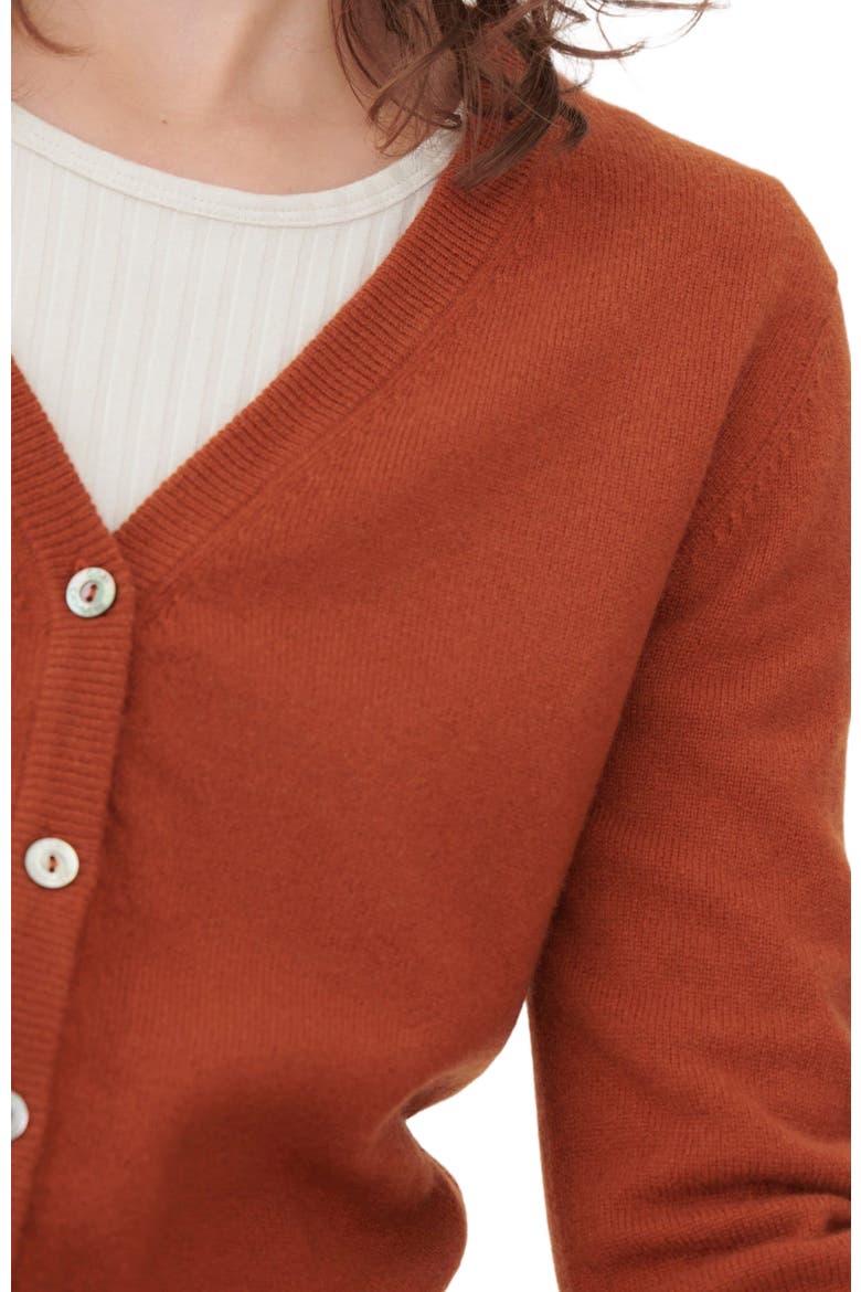Essential Cashmere V-Neck Cardigan, Alternate, color, sugar almond