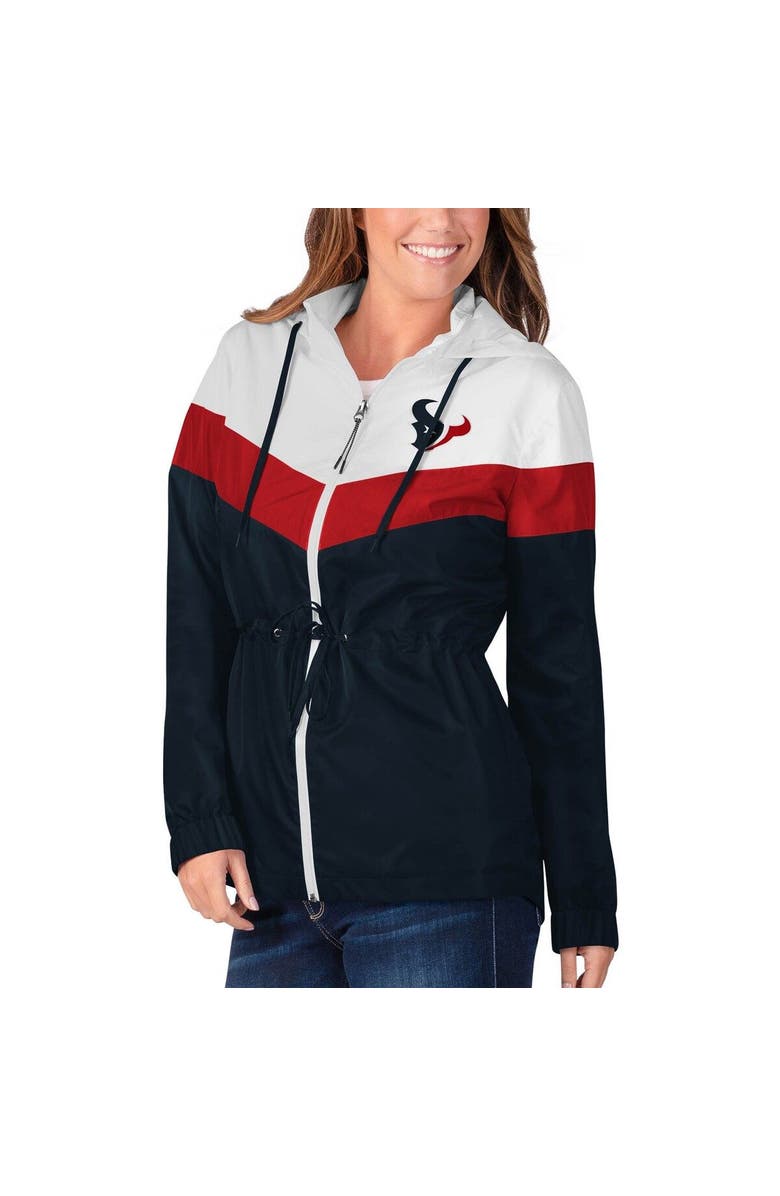 G-III 4HER BY CARL BANKS Women's G-III 4Her by Carl Banks White/Navy Houston Texans Stadium Full-Zip Hoodie Jacket, Alternate, color,