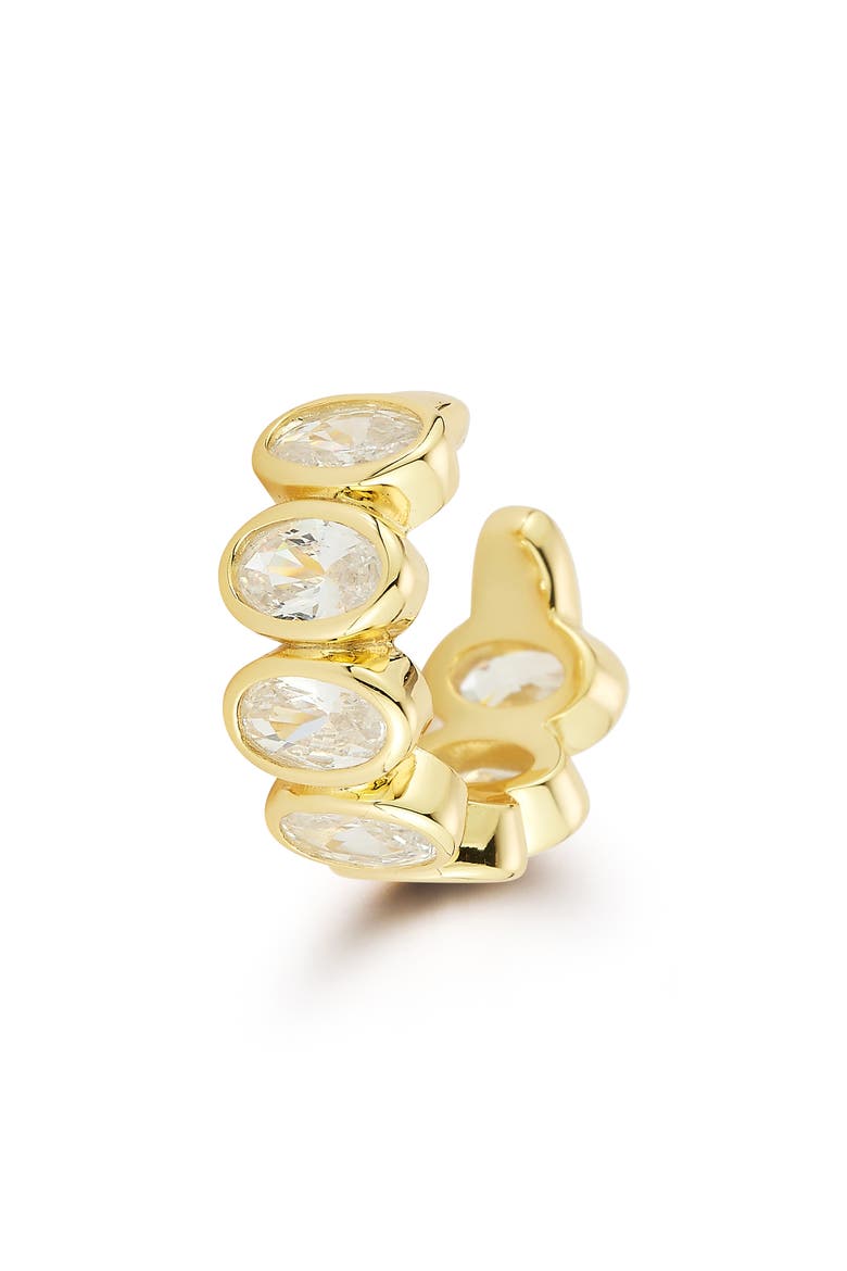 Oval Cubic Zirconia Ear Cuff, Alternate, color, GOLD