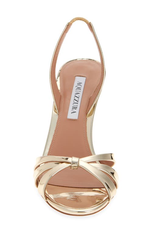 Aquazzura Tati 85 Metallic Leather Crossover Sandals In Soft Gold