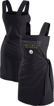 WEAR by Erin Andrews Women's WEAR by Erin Andrews Black Pittsburgh Steelers Wrap Dress